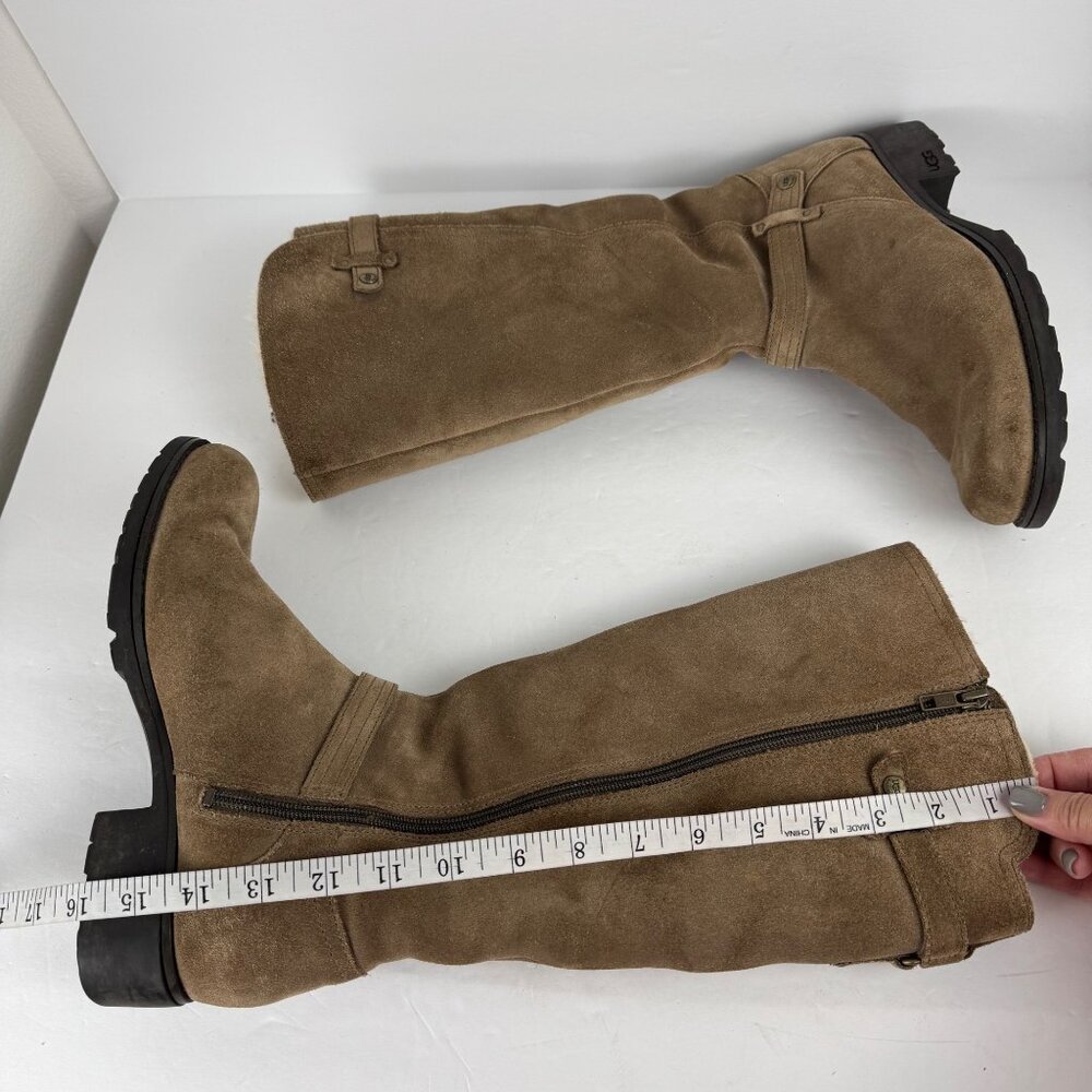 Ugg Jillian Suede Riding Boots Size 8 Sherpa Tan Brown Casual Winter Outdoors - Picture 7 of 16